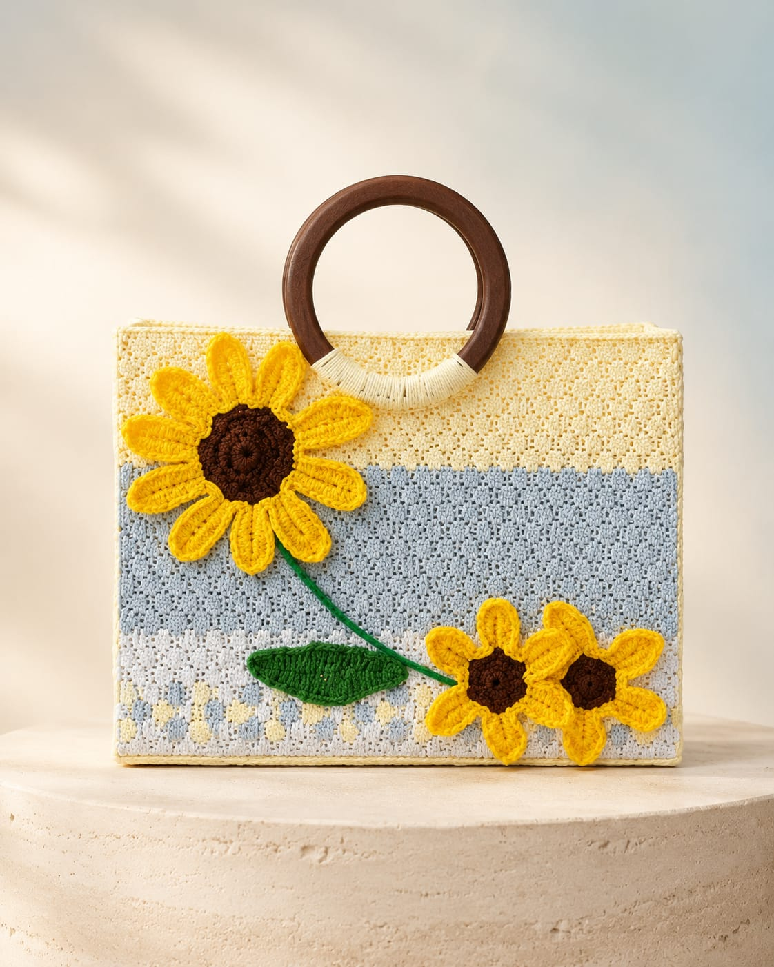 Bolso tejido con aplicación de girasol de Art_Elle